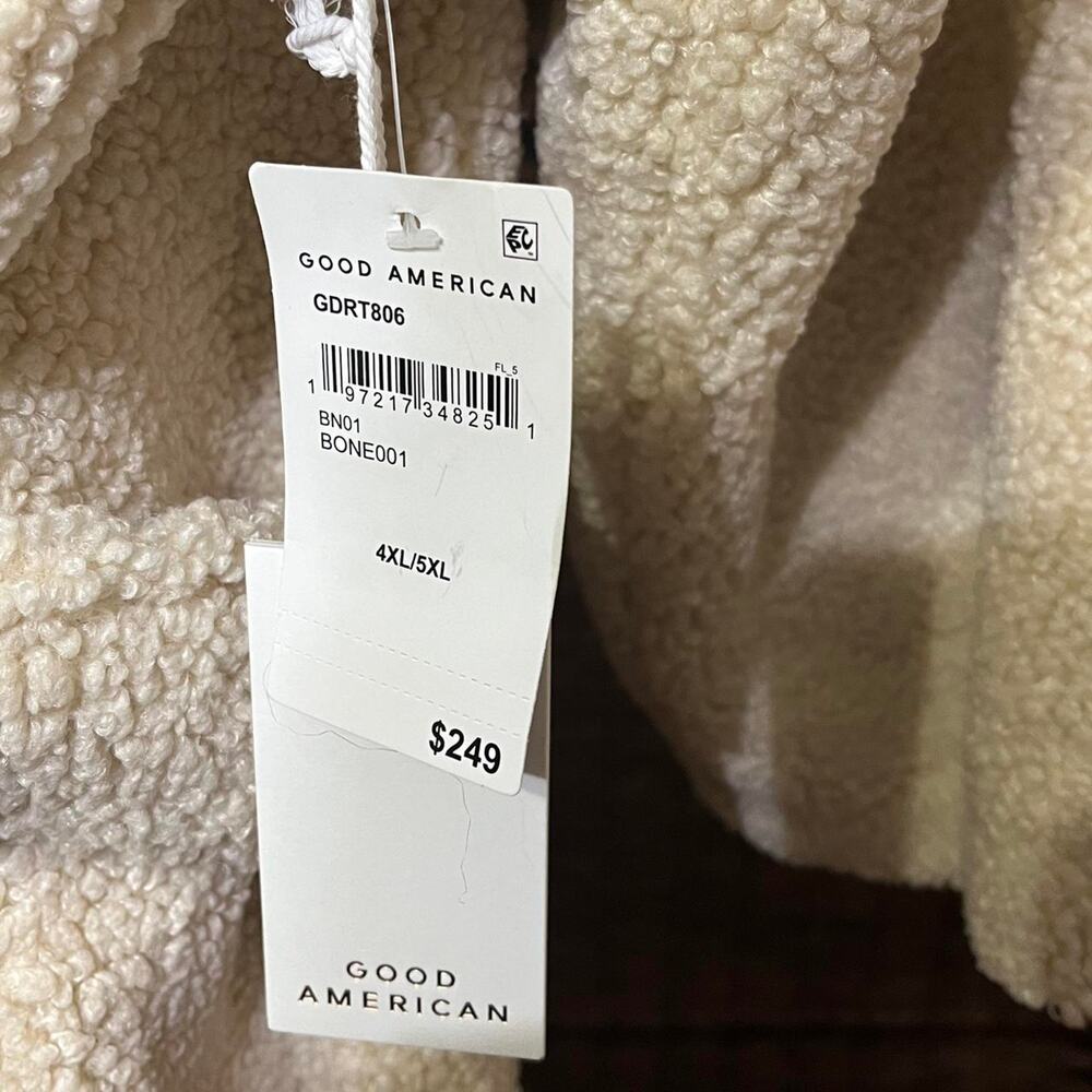 NEW Good American Oversized Sherpa Trench Coat – Bone – Size 4X/5X - Picture 6 of 7